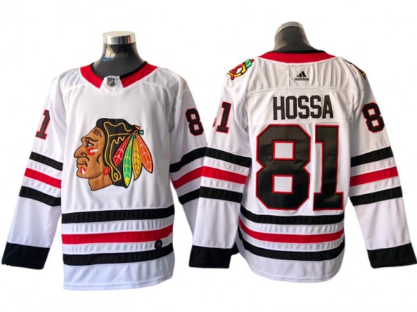 Chicago Blackhawks #81 Marian Hossa White Away Jersey