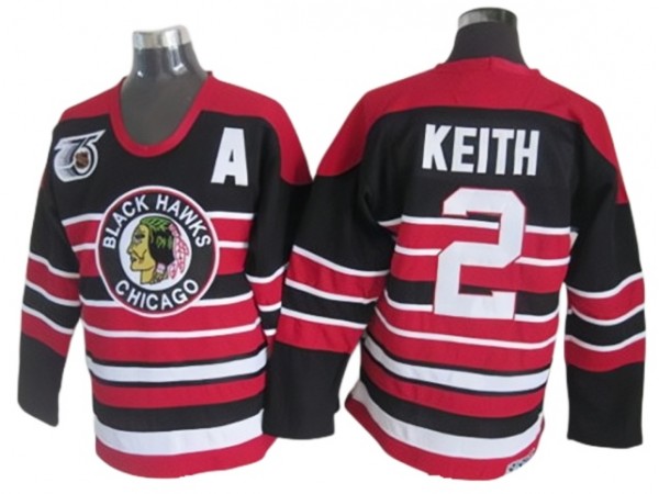 Chicago Blackhawks #2 Duncan Keith Black 1940's CCM Vintage 75th Jersey