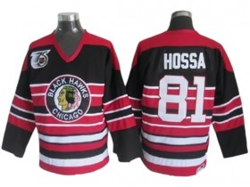 Chicago Blackhawks #81 Marian Hossa Black 1940's CCM Vintage 75th Jersey