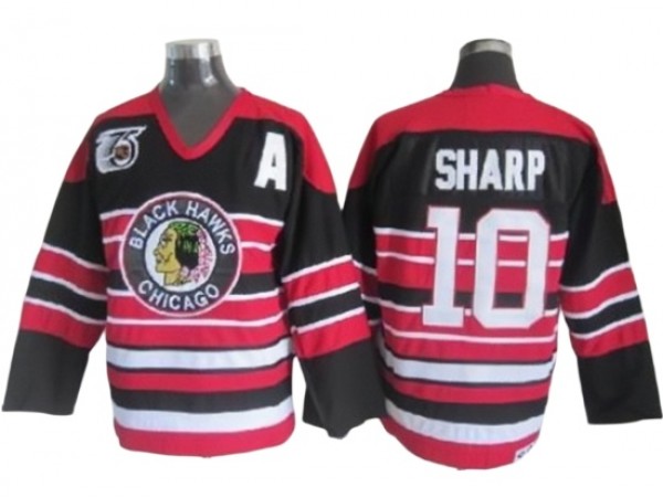 Chicago Blackhawks #10 Patrick Sharp Black 1940's CCM Vintage 75th Jersey