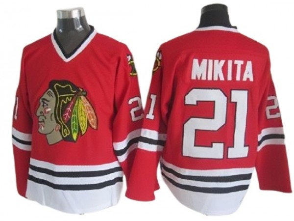 Chicago Blackhawks #21 Stan Mikita Vintage CCM Jersey - Red/White/Black