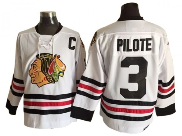 Chicago Blackhawks #3 Pierre Pilote 1963 Vintage CCM Jersey - Red/White 