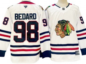 Chicago Blackhawks #98 Connor Bedard White 2024 Away Jersey