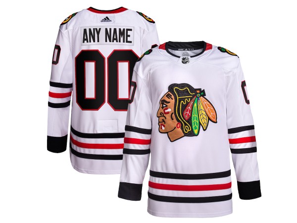 Custom Chicago Blackhawks White Away Jersey