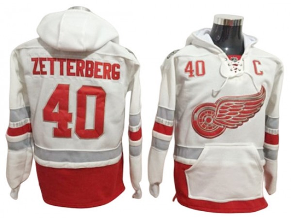 Detroit Red Wings #40 Henrik Zetterberg Hoodie - Red/White