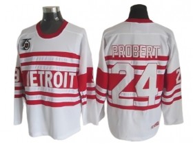 Detroit Red Wings #24 Bob Probert White 75TH Vintage CCM Jersey