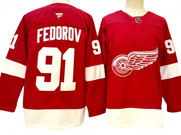 Detroit Red Wings #91 Sergei Fedorov Red Home 2024 Jersey