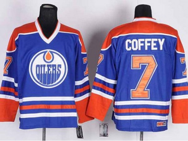 Edmonton Oilers #7 Paul Coffey Vintage CCM Jersey - Blue/White