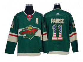 Minnesota Wild #11 Zach Parise Green USA Flag Fashion Jersey