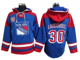 New York Rangers #30 Henrik Lundqvist Blue Ageless Must-Have Lace-Up Pullover Hoodie