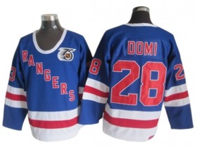 New York Rangers #28 Tie Domi Blue 75TH Vintage CCM Jersey