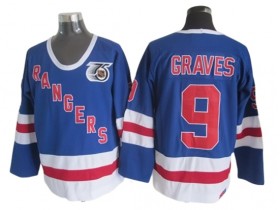 New York Rangers #9 Adam Graves Blue 75TH Vintage CCM Jersey