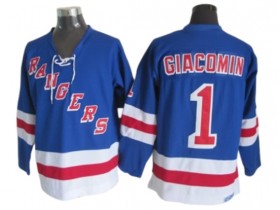 New York Rangers #1 Eddie Giacomin Vintage CCM Jersey - Blue/White