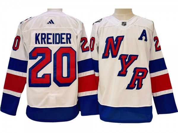 New York Rangers #20 Chris Kreider White 2024 NHL Stadium Jersey