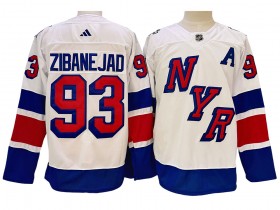 New York Rangers #93 Mika Zibanejad White Stadium Jersey