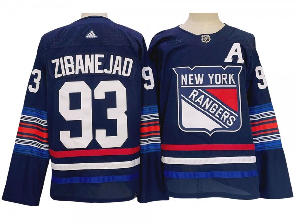 New York Rangers #93 Mika Zibanejad Navy Alternate Jersey