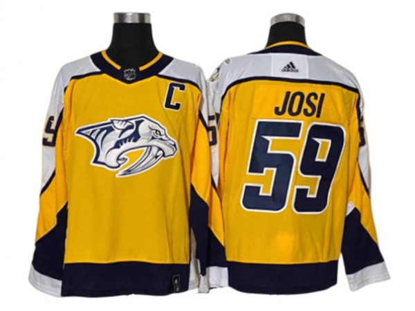 Nashville Predators #59 Roman Josi Yellow 2021 Retro Reverse Jersey