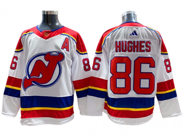 New Jersey Devils #86 Jack Hughes White Reverse Retro 2.0 Jersey