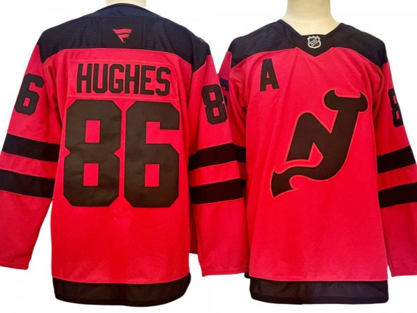 New Jersey Devils #86 Jack Hughes Red Stadium Series 2024 Jersey