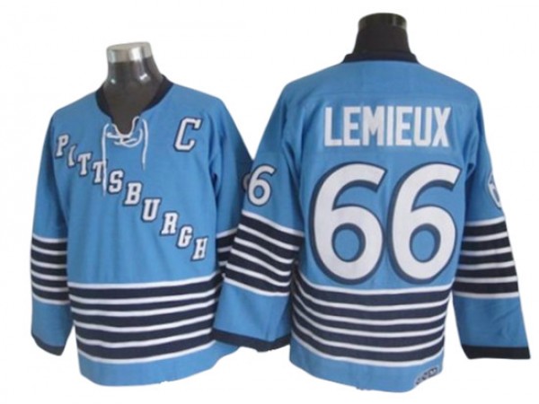 Pittsburgh Penguins #66 Mario Lemieux 1967 Vintage CCM Jersey - White/Light Blue