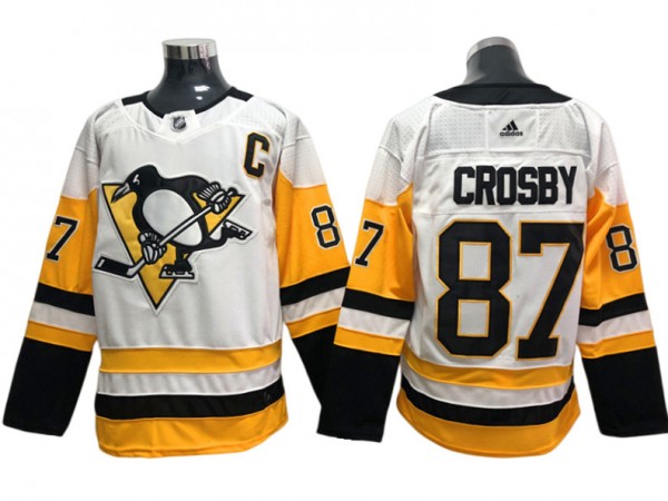 Pittsburgh Penguins #87 Sidney Crosby White Away Custom Jersey