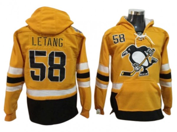 Pittsburgh Penguins #58 Kris Letang Yellow Hoodie 