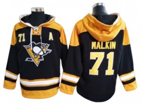 Pittsburgh Penguins #71 Evgeni Malkin Black Ageless Must-Have Lace-Up Pullover Hoodie