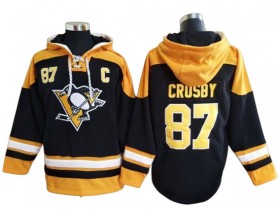 Pittsburgh Penguins #87 Sidney Crosby Black Ageless Must-Have Lace-Up Pullover Hoodie