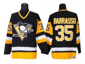 Pittsburgh Penguins #35 Tom Barrasso Vintage CCM Jersey - Black/White/Yellow