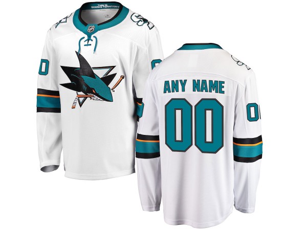 Custom San Jose Sharks White Away Jersey