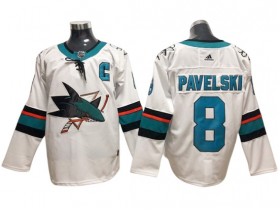 San Jose Sharks #8 Joe Pavelski White Away Jersey