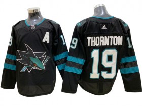 San Jose Sharks #19 Joe Thornton Black Alternate Jersey