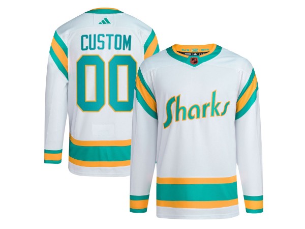 Custom San Jose Sharks White Reverse Retro 2.0 Jersey