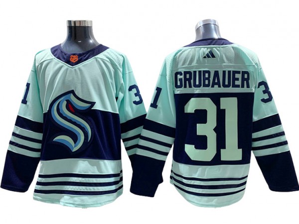 Seattle Kraken #31 Philipp Grubauer Teal Reverse Retro 2.0 Jersey