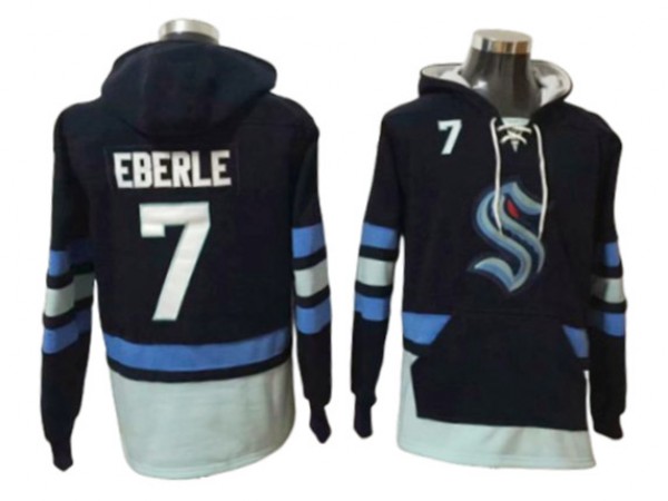 Seattle Kraken #7 Jordan Eberle Navy One Front Pocket Pullover Hoodie