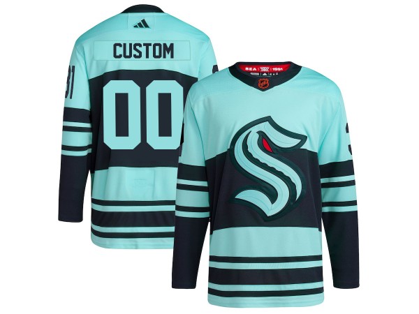 Custom Seattle Kraken Teal Reverse Retro 2.0 Jersey