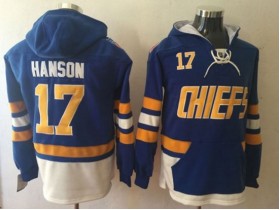 Slap Shot Charlestown Chiefs #17 Steve Hanson Blue Hoodie 