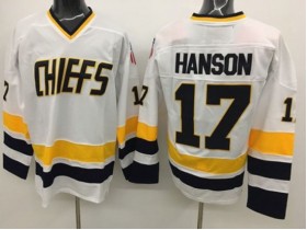 Slap Shot Charlestown Chiefs #17 Steve Hanson White Movie Hockey Jersey