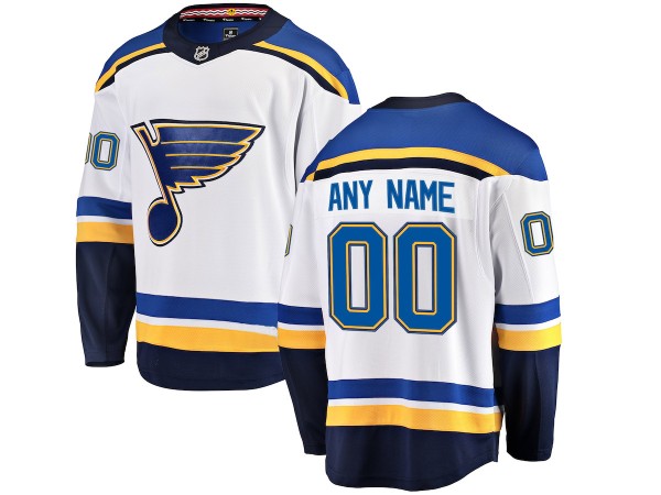 Custom St. Louis Blues White Away Jersey