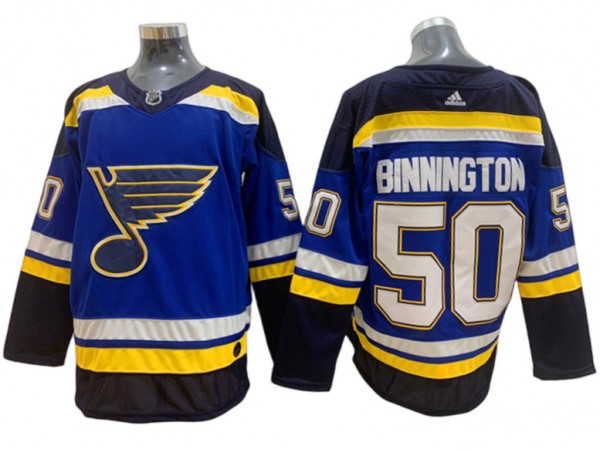 St. Louis Blues #50 Jordan Binnington Navy Home Jersey