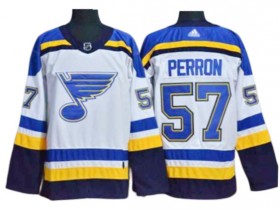 St. Louis Blues #57 David Perron White Away Jersey