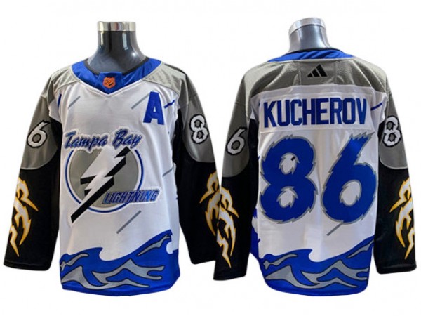 Tampa Bay Lightning #86 Nikita Kucherov White Reverse Retro 2.0 Jersey