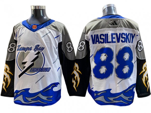 Tampa Bay Lightning #88 Andrei Vasilevskiy White Reverse Retro 2.0 Jersey