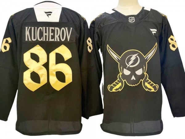 Tampa Bay Lightning #86 Nikita Kucherov Black Gasparilla 2024 Jersey