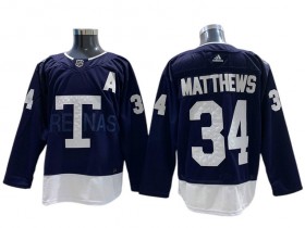 Toronto Maple Leafs #34 Auston Matthews Navy 2022 Heritage Classic Jersey