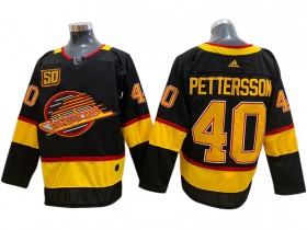 Vancouver Canucks #40 Elias Pettersson Black 50TH Jersey