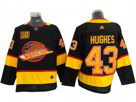 Vancouver Canucks #43 Quinn Hughes Black 50th Custom Jersey