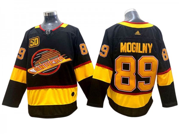 Vancouver Canucks #89 Alexander Mogilny Black 50TH Custom Jersey