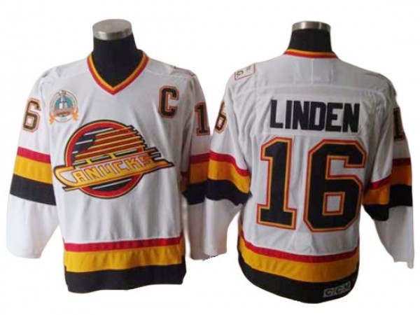 Vancouver Canucks #16 Trevor Linden 1994 Vintage CCM Jersey - White