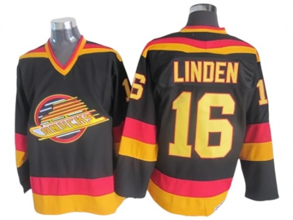 Vancouver Canucks #16 Trevor Linden 1989 Vintage CCM Jersey - Black/Yellow